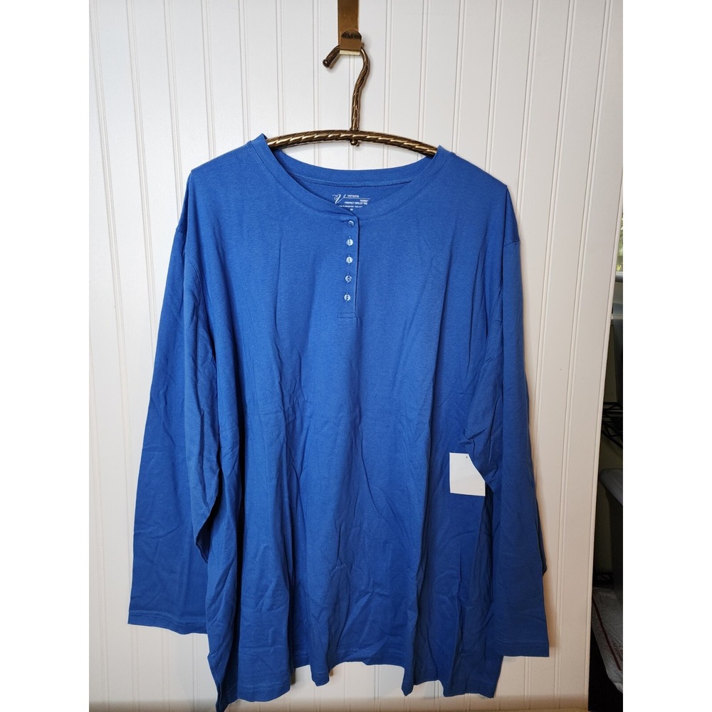 Lane Bryant Venezia  100% Cotton Tee 5 X long Sleeve round Neck buttons Classic